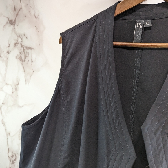 Taking Shape Vest Womens Large AU 14 Black Open Front Flowy Tunic Topper - Picture 2 of 12